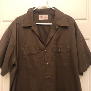 Dickies Dark Brown Button-Down Work Shirt